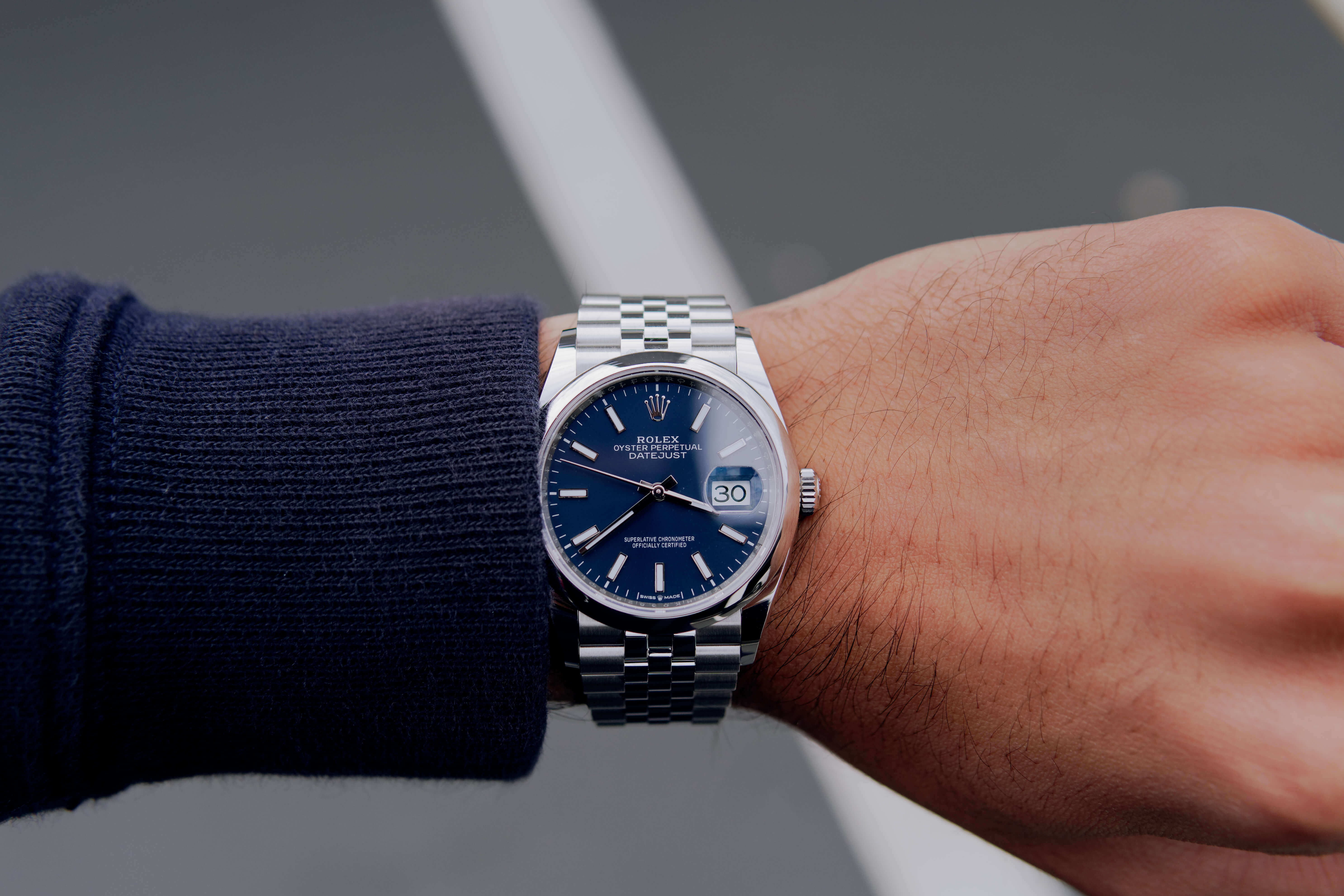 Rolex Datejust 126200 Blue dial on the wrist